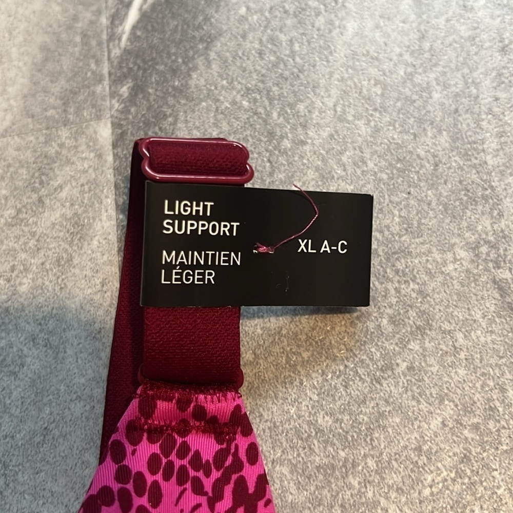 Adidas Light Support Sports Bra XL cups A-C pink & maroon racerback - Picture 3 of 8